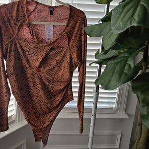 Leopard Print Long Sleeve Bodysuit